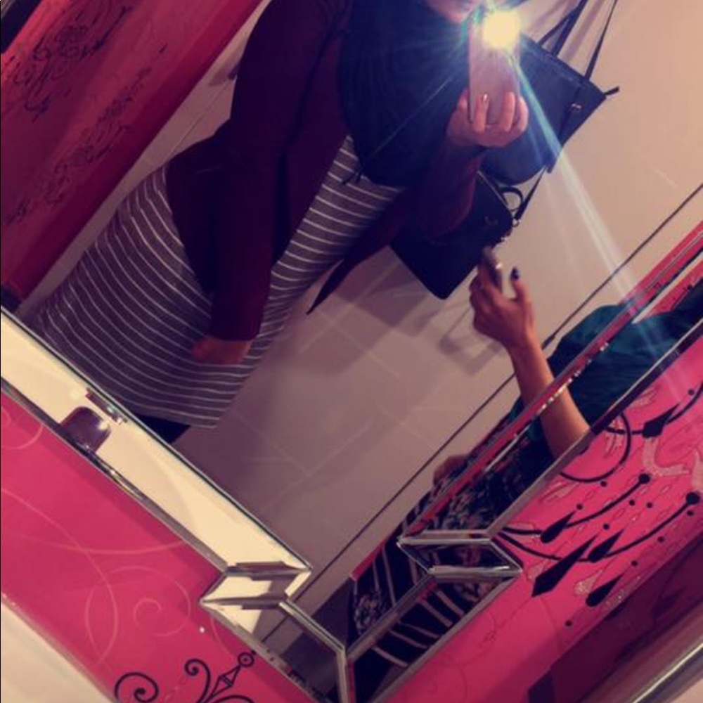 Grey and white stripped dress🎀